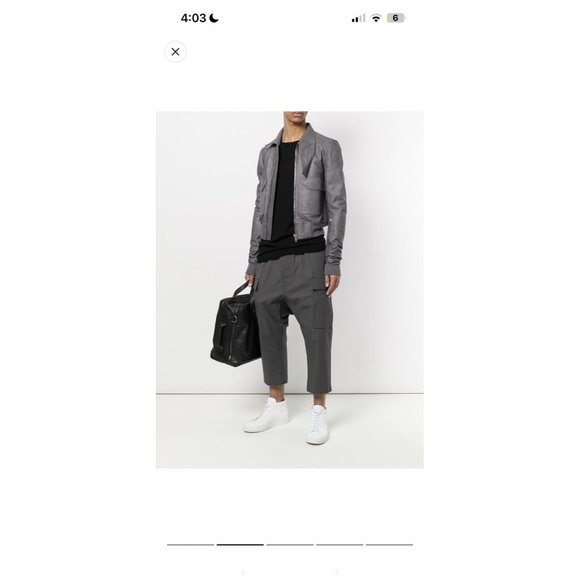 Rick Owens Oblong Collar Leather bomber jacket - Picture 4 of 9